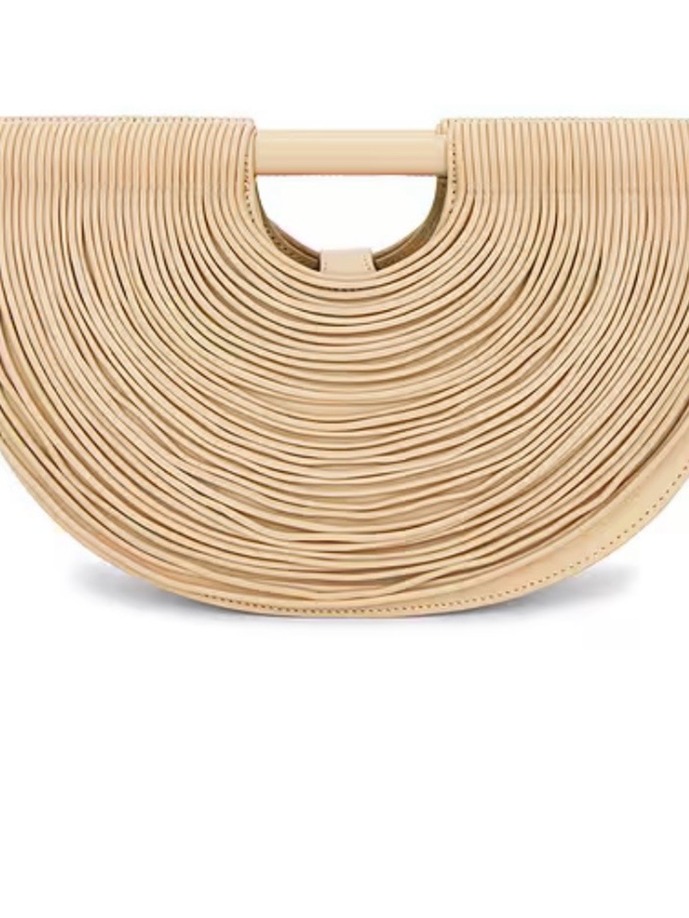Cult Gaia Lou Bag Beige Fringed Half-Moon Top-Handle Clutch - Picture 2 of 5